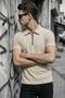 Robb Men's Half Zipper Textured Polo Collar Short Sleeve Slim Fit T-Shirt - 3
