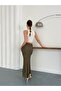 Khaki Color Long Transparent Skirt |   F1887 - Khaki - 5