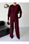 Snap Detailed Crew Neck Cardigan, Elastic Waist Drawstring Pants, Knitwear Set - 7