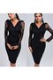 Women's Long Sleeve Double-Breasted Collar Sleeves Tulle Detail Imported Crepe Mini Dress - 2