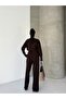 Snap Detailed Crew Neck Cardigan, Elastic Waist Drawstring Pants, Knitwear Set - 9