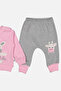Giraffe Embroidered 100% Cotton Baby Girl Set - 3