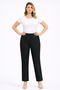 Women's Plus Size Black, High Waist, Elastic Waist, Grass Stitched Pocket Trousers 65N39371 - 4