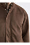 Brown Standard Fit Mock Neck Men's Suede Coat - 5