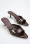 Heeled Women's Slippers - 5 cm Thin Heeled Pointed Toe Women's Slippers Brown Yanki - 3