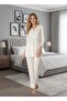 Women's Ecru Stylish Lace Embroidered Long Sleeve Maternity Pajama Set with Easy Breastfeeding Feature - 2