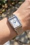 22mm Rectangular Case Women's Wristwatch |   Silver & Rose Gold Color Steel Cord, 5Atm