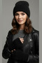 Women's Plush Furry Ribbed Beanie and Fingerless Gloves Set