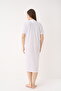 Women's Cotton Short Sleeve Patterned Long Nightdress - 4