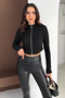 Women's Double Zipper Ribbed Blouse – Burgundy Star - 2