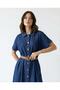 Fame Women's Belted Short Sleeve Front Buttoned Long Denim Dress - 3