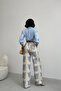 Women's Beige Ethnic Patterned Sofia Linen Trousers - 3