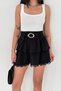 Women's Belt Detailed Lace Trimmed Mini Skirt – Noir Bloom - 3