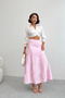 Women's Candy Pink Lined Muslin Fabric Premium Long Skirt - 3