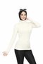 Women's White Finger-Looped Turtleneck Ribbed Long Sleeve Knitwear Sweater - 5