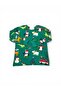 Unisex Children's Pajama Set Green Color Mixed Patterned 100% Cotton Single Jersey Fabric Long Sleeve - 5