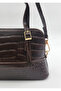 Women's Bitter Brown Minimal Baguette Shoulder Bag with Adjustable Strap, Faux Leather Stylish Handbag - 7
