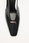 Heels 2606 - Black Women's Heels with Blunt Toe, Low-Cut Design and Buckle Detail - 8