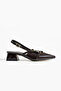 Women's Brown Short Block Heeled Shoes - 2