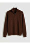 Brown Mock Neck Corded Fabric Men's Knitwear Sweater from Guliis Store - 5