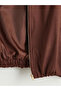 Brown Shirt Collar Oversize Women's Suede Look Jacket - 5