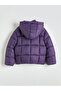 Purple hooded girl's puffer jacket - 2