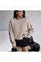 Wool Blend Sweater with Wooden Accessory Detail, Crew Neck, Soft Women's Sweater