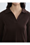 Nevavm Women's Polo Collar Ribbed Sweatshirt with a Difference - 3