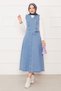 Asymmetric Vest and Skirt Denim Two-Piece Set Light Blue