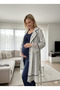New Season Navy Blue Linen Dressing Gown with Shawl Collar Special Design Maternity Dressing Gown, Pajama Set - 7