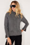 Women's 3-Pack Black-Grey-Green Regular Fit Classic Cut Half Turtleneck Knitted Patterned Sweater - 2