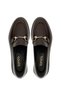 Women's Genuine Leather Brown Loafer Shoes - 5