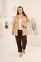 Floral Appliqué Women's Plus Size Trench Coat Cream - 4