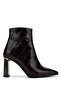 Women's Genuine Leather Brown Crocodile Heeled Boots