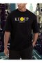 Unisex Oversized Printed Cotton Crew Neck Short Sleeve BLACK T-shirt