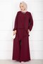 Asymmetrical Cut Aerobin Hijab Two-Piece Set Burgundy - 6