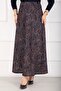 Shawl Pattern Scuba Skirt Navy Blue - 2