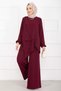 Asymmetrical Cut Aerobin Hijab Two-Piece Set Burgundy