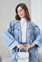 Women's Front Embroidered Beaded Denim Kimono Cardigan and Jeans Two-Piece Set - 6