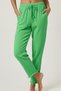 Grass Green 100% Cotton Muslin Fabric Ankle-Length Pants - Elastic Waist, Narrow Leg, Women's Trousers - 4
