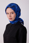 Blue geometric pattern 100% twill silk scarf 4327-84 - 2