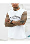 White Men's Cotton Crew Neck Training Sports Athlete Tank Top Sleeveless T-Shirt - 2
