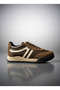 Women's Lace-Up Suede Detailed Thick Sole Casual Sports Shoes Elvigos Brown
