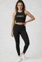 Black Women's Yoga Pilates Set – Gold Printed Sports Top and Leggings with 100% Polyamide Fabric