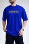 Men's Follow Your Dreams Text Printed Crew Neck Cobalt Blue T-Shirt - 3