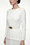 Women's White Belted Midi Evening Dress - 3