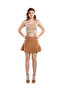 Women Camel Flared Mini Skirt - 2