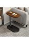 طاولة جانبية حرف C باللون البني – تصميم عصري بقاعدة معدنية ثابتة(40×30×61) سم - 3