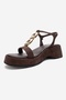 MATT Brown Suede Buckled Wedge Sole Women's Sandals - 4