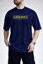 Men's Follow Your Dreams Text Printed Crew Neck Navy Blue T-Shirt - 3